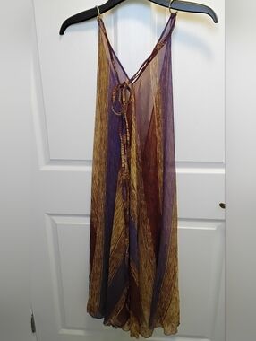 Kariza Bathing Suit Cover Up in Purple & Gold NWT